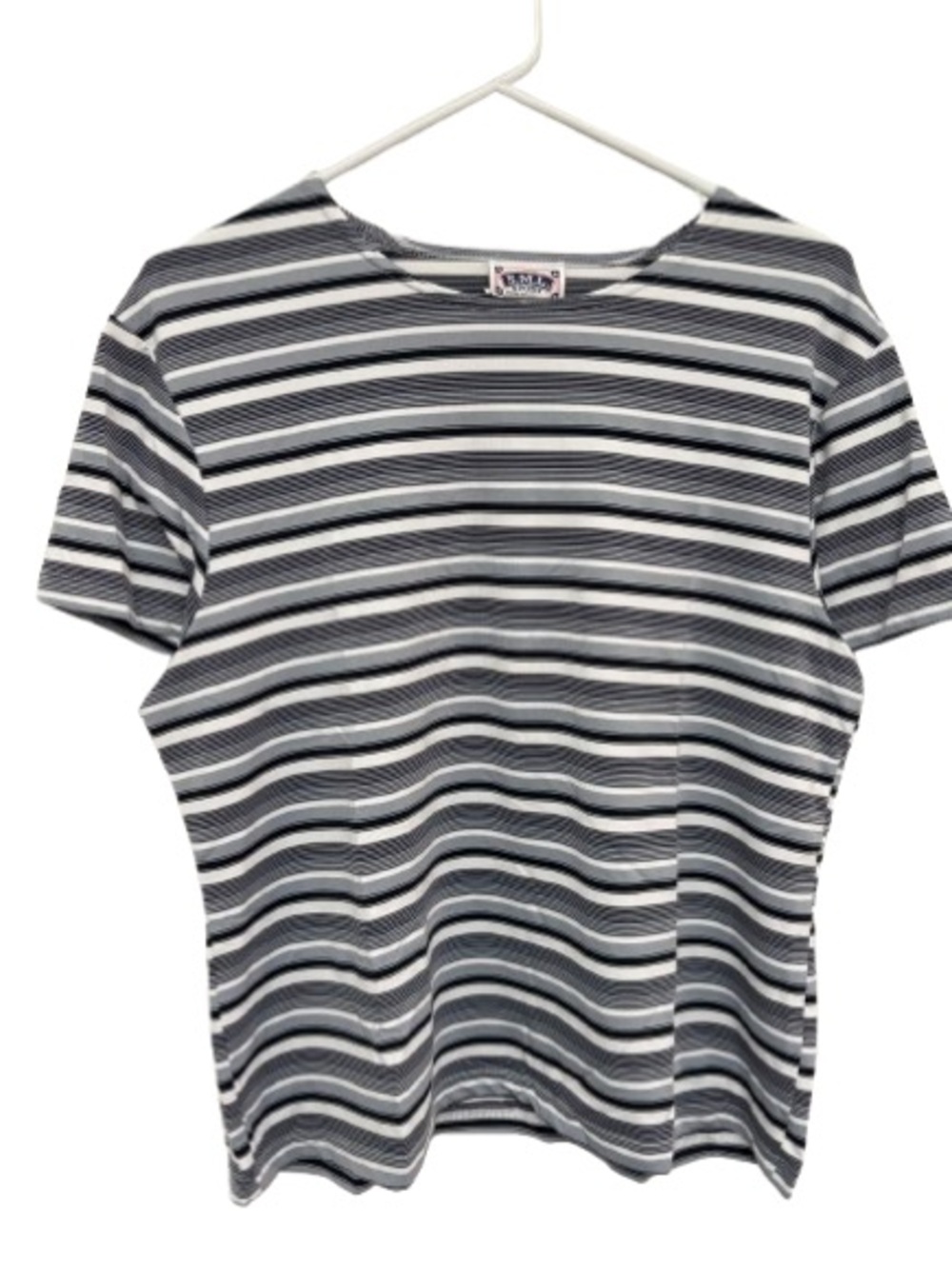 Striped Short Sleeve Tee in Black, White & Gray